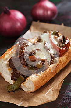 Philly cheese steak sandwich