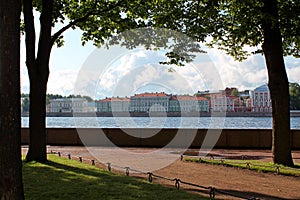 The building of the Faculty of Philology - view from the Admiralteyskaya embankment. St. Petersburg photo