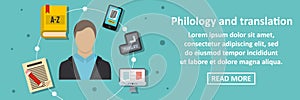 Philology and translation banner horizontal concept photo