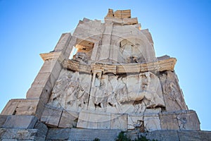 The Philopappos Monument a close-up view photo