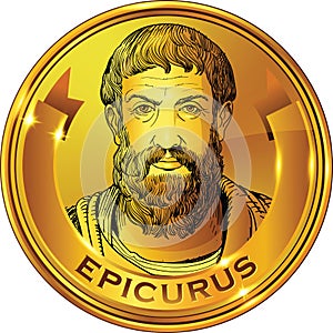 Philosopher Epicurus golden style portrait photo