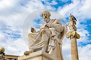 Philosopher plato and athena statues