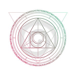 Philosopher stone sacred geometry spiritual new age futuristic illustration with transmutation interlocking circles and