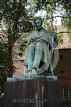 Philosopher and writer SÃÂ¸ren Kierkegaard`s statue in Copenhagen, Denmark photo