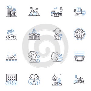 Philosophy and ethics line icons collection. Morality, Virtue, Rationality, Existentialism, Freedom, Reasoning
