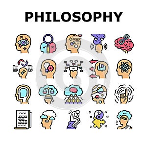 Philosophy Science Collection Icons Set Vector photo