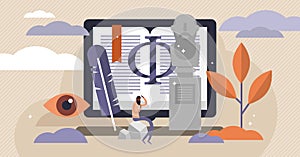 Philosophy vector illustration. Flat tiny sociology study persons concept. photo