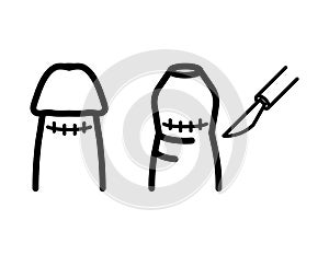 Phimosis disease icon, circumcision icon , line color vector illustration