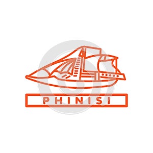 Phinisi boat ship logo art simple