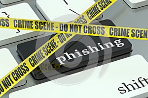 Phishing concept, on the computer keyboard
