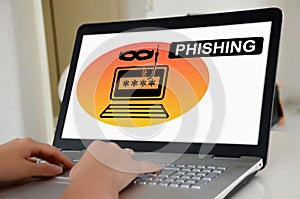 Phishing concept on a laptop screen