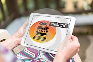 Phishing concept on a tablet