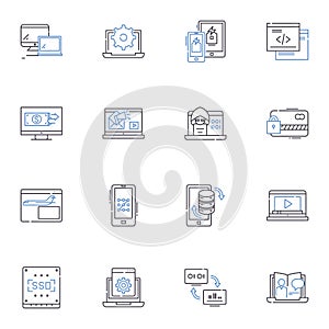 Phishing defense line icons collection. Scamming, Cybercrime, Spoofing, Awareness, Fraudulent, Passwords, Malicious photo