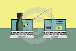 Phishing. Hacker phishing sensitive data, credit card data and credentials.