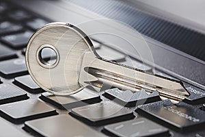 phishing, hacking personal data and money , key and hook on computer keyboard