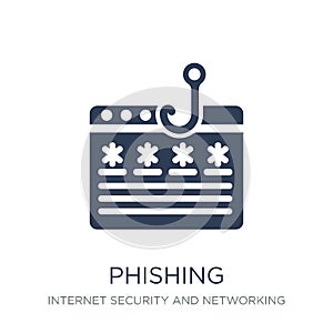 Phishing icon. Trendy flat vector Phishing icon on white background from Internet Security and Networking collection