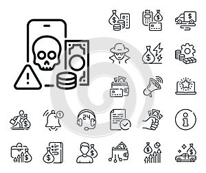 Phishing line icon. Money scam crime sign. Cash money, loan and mortgage. Vector