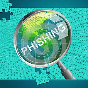 Phishing Magnifier Represents Malware Hacker And Hacked