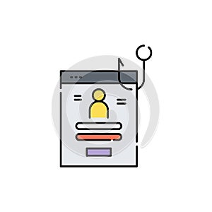 Phishing olor line icon. Hacking account and password photo