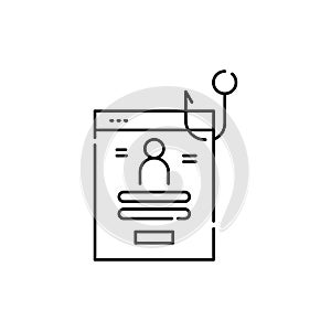 Phishing olor line icon. Hacking account and password photo