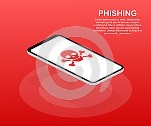 Phishing via internet isometric vector concept illustration. Email spoofing or fishing messages.