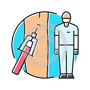 phlebotomist drawing blood color icon vector illustration