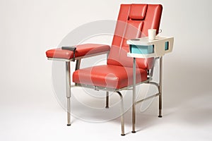 phlebotomy chair with adjustable armrest and supplies