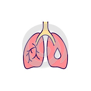 Phlegm buildup in lungs RGB color icon photo