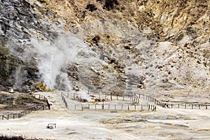 Phlegraean Fields in big volcano near Naples photo