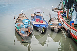 Phli Pier, a local fishing pier with a fresh seafood market for sale in the morning in Chalbury, Thailand