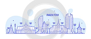 Phnom Penh skyline Cambodia city buildings vector