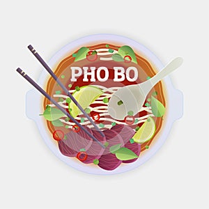 Pho Bo tradidion vietnamese soup.