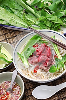 Pho bo, vietnamese beef rice noodle soup