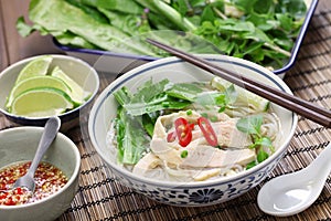 Pho ga, vietnamese chicken rice noodle soup