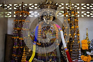 Pho Khun Sri Sattha Nora founder statue or Tered Manora deity monument in ancient antique shrine at Nora Rong Khru for thai people