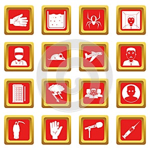 Phobia symbols icons set red