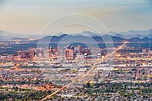 Phoenix, Arizona, USA downtown cityscape at dusk photo