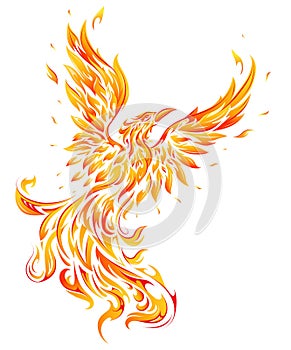 Phoenix as fire flame bird shape