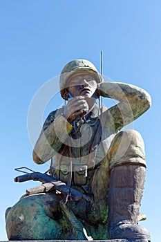 Bronze sculpture memorial of Navajo Code Talkers designed by Navajo-Ute sculptor Oreland C. Joe