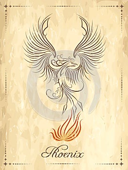 Phoenix Bird Ancient Symbol of Rebirth Emblem