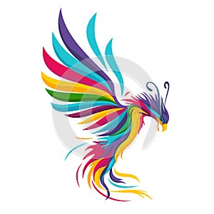 Phoenix bird character illustration in colorful style