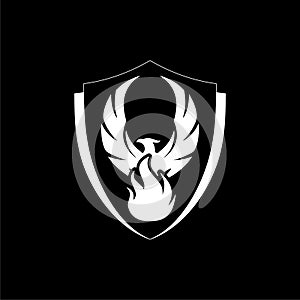 Phoenix bird fire logo icon isolated on dark background