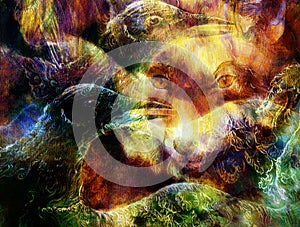 The phoenix bird and fox collage.