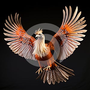 Phoenix bird isolated on black background.