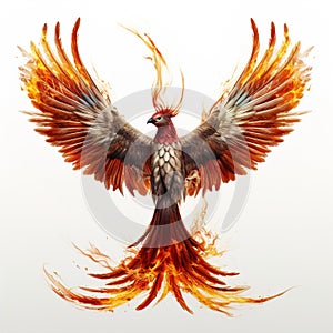 Phoenix bird isolated on white background.
