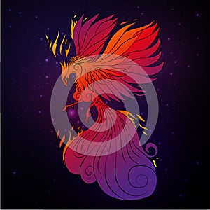 Phoenix bird, legendary bird that is cyclically reborn