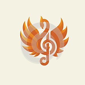 Phoenix bird with musical notes vector illustration