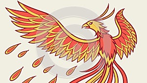 Phoenix Bird Rising Flames Rebirth Mythology Fire, vector design Generative AI photo