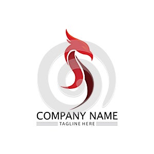 phoenix bird symbol and logo design vector illustration