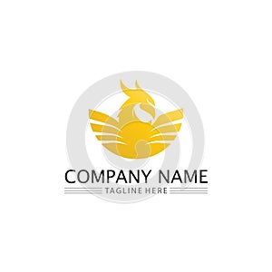 phoenix bird symbol and logo design vector illustration